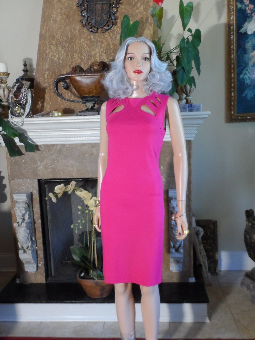 Diane von Furstenberg Fuchsia Cutout Sheath Dress Size 6